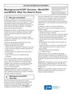 Vaccine Information Statement: Serogroup A, C, W, Y Meningococcal Vaccines (MenACWY and MPSV4): What you need to know