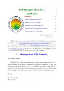 IFSA Newsletter Vol. 9, No. 1, March 2012 In this issue: page