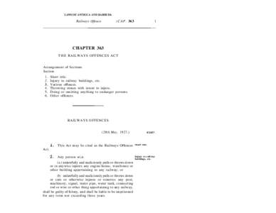 LAWS OF ANTIGUA AND BARBUDA  Railways Offences 1