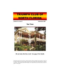 TRIUMPH CLUB OF NORTH FLORIDA Volume 19, Issue 9 September 2007