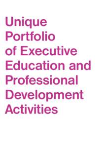Unique Portfolio of Executive Education and Professional Development