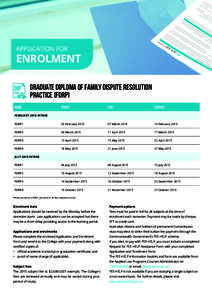 APPLICATION FOR  ENROLMENT GRADUATE DIPLOMA OF FAMILY DISPUTE RESOLUTION PRACTICE (FDRP) NAME
