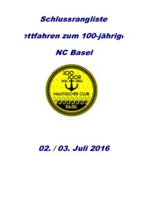 Schlussrangliste rwettfahren zum 100-jährigen NC BaselJuli 2016