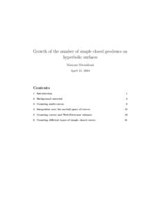 Growth of the number of simple closed geodesics on hyperbolic surfaces Maryam Mirzakhani April 11, 2004  Contents