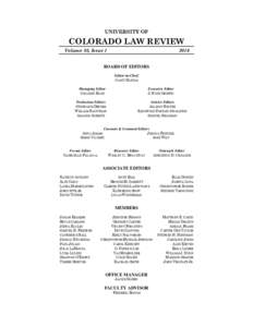 UNIVERSITY OF  COLORADO LAW REVIEW Volume 88, Issue
