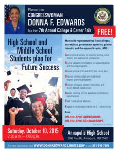Please join  CONGRESSWOMAN DONNA F. EDWARDS for her 7th