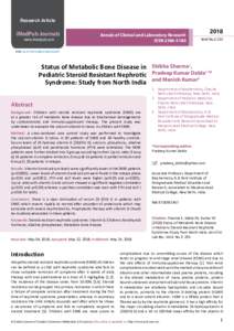 Status of Metabolic Bone Disease in Pediatric Steroid Resistant Nephrotic Syndrome: Study from North India