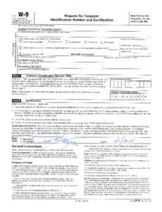 Form  W-9 (Rev. AugustDepartment of the Treasury