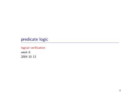 predicate logic logical verification week