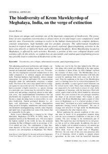 GENERAL ARTICLES  The biodiversity of Krem Mawkhyrdop of