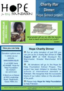 Charity Iftar Dinner: WWW.HOPES.ORG.UKHope School project