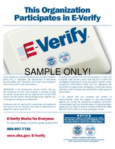 This Organization Participates in E-Verify  SAMPLE ONLY!