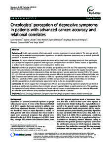 OncologistsŁ perception of depressive symptoms in patients with advanced cancer: accuracy and relational correlates