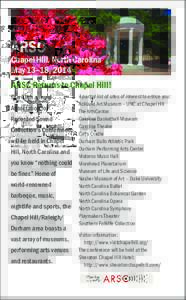 ARSC  Chapel Hill, North Carolina May 13–18, 2014 ARSC Returns to Chapel Hill! The 48th annual