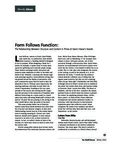 Wendy Glenn  Form Follows Function: The Relationship Between Structure and Content in Three of Karen Hesse’s Novels  L