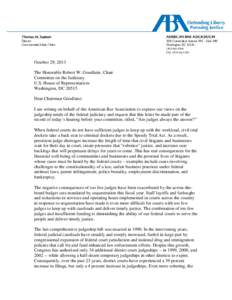 ABA Letter Regarding Judgeship Needs of the Federal Judiciary