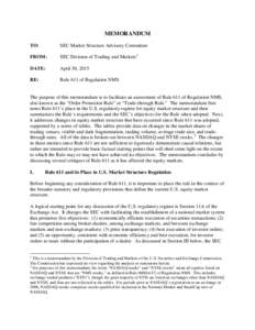 Rule 611 of Regulation NMS - memo to SEC Market Structure Advisory Committee