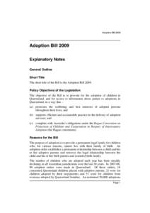 Adoption BillAdoption Bill 2009 Explanatory Notes General Outline Short Title