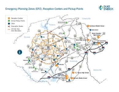 Emergency Planning Zones (EPZ), Reception Centers and Pickup Points  Reception Centers Greenville