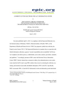 COMMENTS OF THE ELECTRONIC PRIVACY INFORMATION CENTER to THE NATIONAL LIBRARY OF MEDICINE, THE NATIONAL INSTITUTES OF HEALTH of THE DEPARTMENT OF HEALTH AND HUMAN SERVICES [FR Doc]