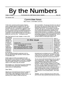 By the Numbers Volume 11, Number 2 The Newsletter of the SABR Statistical Analysis Committee  May, 2001