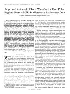 IEEE TRANSACTIONS ON GEOSCIENCE AND REMOTE SENSING, VOL. 46, NO. 8, AUGUST[removed]Improved Retrieval of Total Water Vapor Over Polar Regions From AMSU-B Microwave Radiometer Data