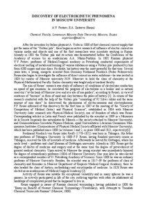 DISCOVERY OF ELECTROKINETIC PHENOMENA IN MOSCOW UNIVERSITY A.V. Pertsov, E.A. Zaitseva (Baum)