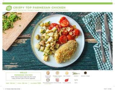 1  CRISPY TOP PARMESAN CHICKEN with Balsamic Potato Salad and Garlic-Roasted Tomatoes