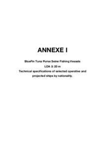 ANNEXE I BlueFin Tuna Purse Seine Fishing Vessels LOA  20 m Technical specifications of selected operative and projected ships by nationality.