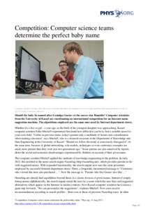 Competition: Computer science teams determine the perfect baby name