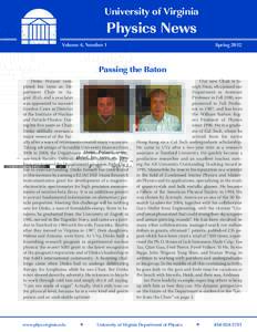 University of Virginia  Physics News Volume 4, Number 1  Spring 2012