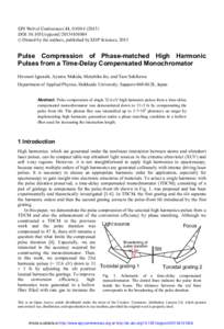 EPJ Web of Conferences 41, DOI: epjconf  C Owned by the authors, published by EDP Sciences, 2013  Pulse Compression of Phase-matched High Harmonic