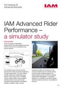 The Institute Of Advanced Motorists IAM Advanced Rider Performance – a simulator study