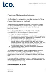 Patient and Client Care Council  The Freedom of Information Act 2000 Definition document for the Patient and Client