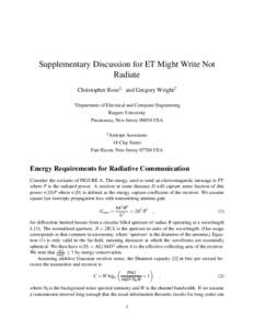 Supplementary Discussion for ET Might Write Not Radiate Christopher Rose1, and Gregory Wright2 1 Department  of Electrical and Computer Engineering