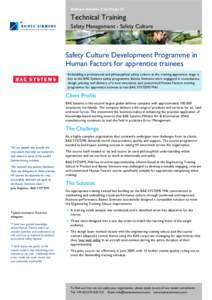 Defence Aviation Case Study 27  Technical Training Safety Management - Safety Culture  Safety Culture Development Programme in