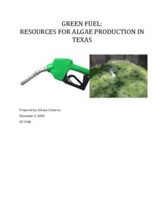 GREEN FUEL: RESOURCES FOR ALGAE PRODUCTION IN TEXAS Prepared by Allison Osborne December 5, 2008