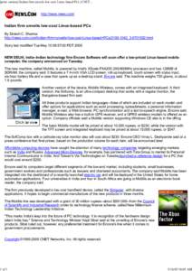 [print version] Indian firm unveils low-cost Linux-based PCs ...