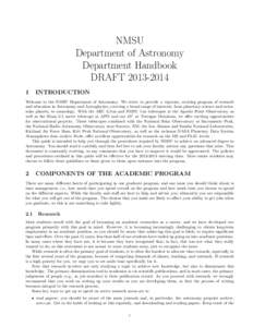 NMSU Department of Astronomy Department Handbook DRAFT