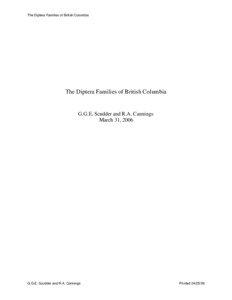 The Diptera Families of British Columbia  The Diptera Families of British Columbia