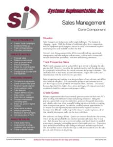 Sales Management Core Component Situation TRACK PROSPECTS 