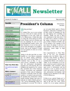 Newsletter Volume 33, Number 6 May/June[removed]President’s Column