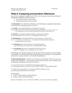 Week 9. Comparing pronunciation differences ! % 