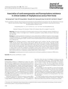 J Antimicrob Chemother 2013; 68: 2766 – 2772 doi:jac/dkt286 Advance Access publication 8 August 2013 Association of norB overexpression and fluoroquinolone resistance in clinical isolates of Staphylococcus aure