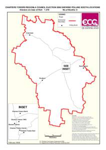 CHARTERS TOWERS REGIONLA COUNCIL ELECTION 2008 SHOWING POLLING BOOTH LOCATIONS Electors at close of Roll: 7,278 No.of Booths: 8 LEGEND Road D v s ona