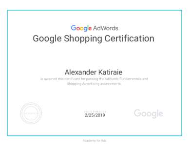 Google Shopping Certification  Alexander Katiraie