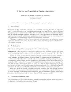 A Survey on Craptological Pairing Algorithms PauloS.//// LMBarreto Anonymized for submission