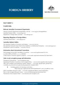 Fact Sheet 5 - Links to anti-corruption groups and information - Foreign Bribery Information Pack