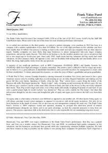 2012 q3 FrankValueFund letter