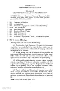17 GCA EDUCATION CH. 8 CHAMORRO L ANGUAGE & CULTURE CHAPTER 8 CHAMORRO LANGUAGE AND CULTURAL EDUCATION COMMENT: References to “Department of Education,” “Department” or DOE